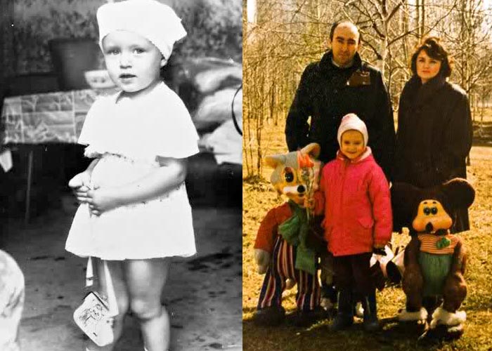 Ксения Сухинова в детстве с родителями