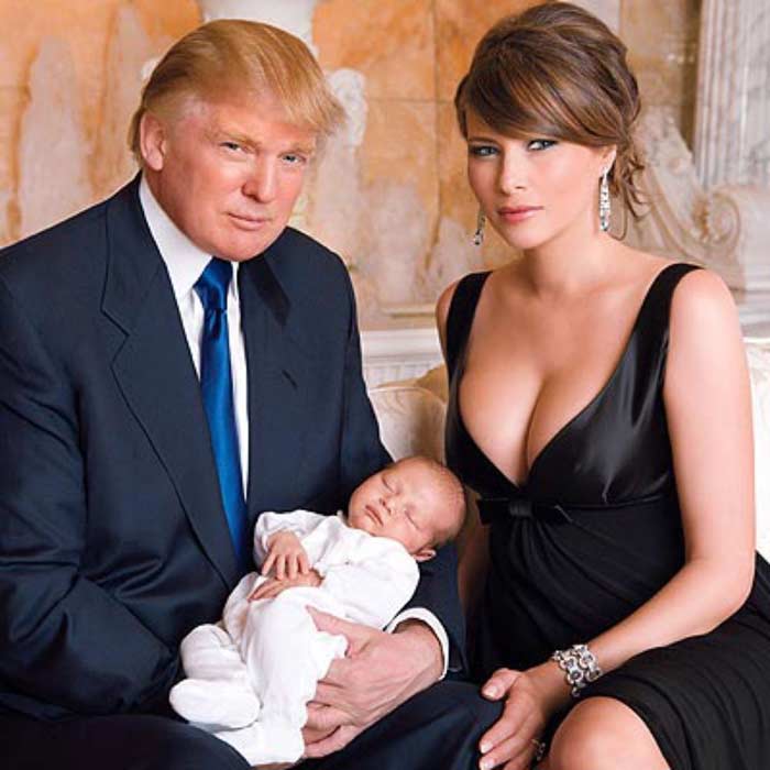Мелания и Дональд Трамп с сыном