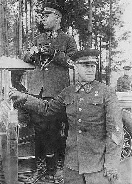 Семен Тимошенко и Георгий Жуков на маневрах 1940 год